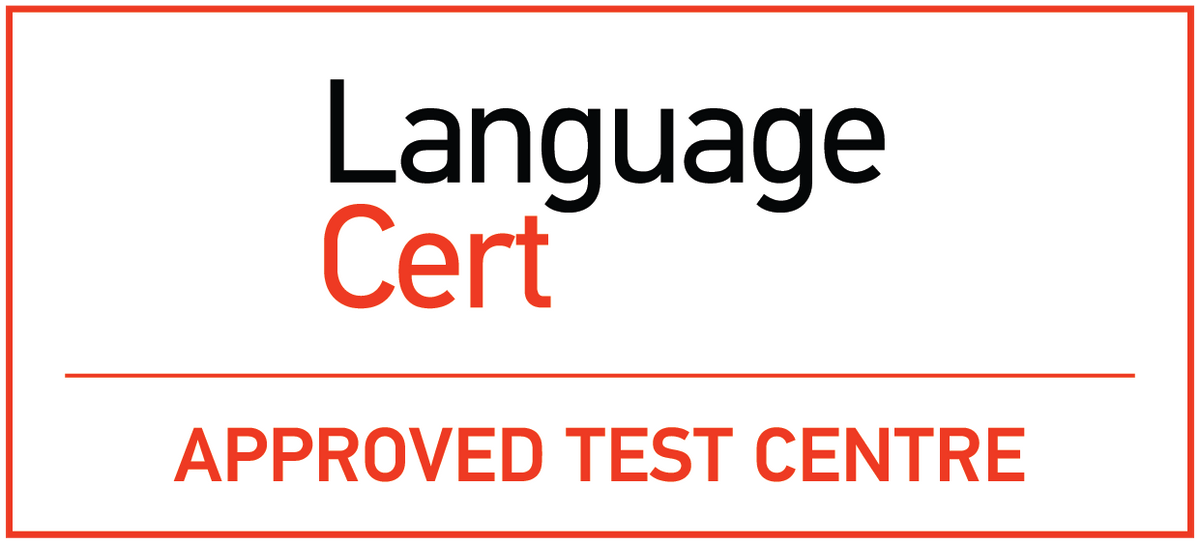 Cert. Language Cert. Cert International. Language Center logo.